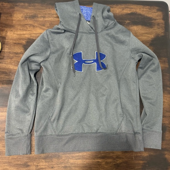 Women’s Under Armour grey and blue hooded sweatshirt size medium - Picture 1 of 3